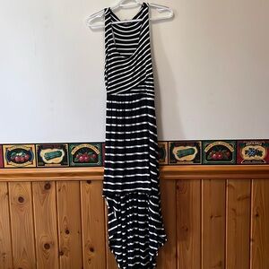 Women’s Black and White Striped High Low Dress
